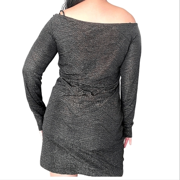 BCBGENERATION Sparkle Off Shoulder Midi Dress Size Large - Picture 4 of 8